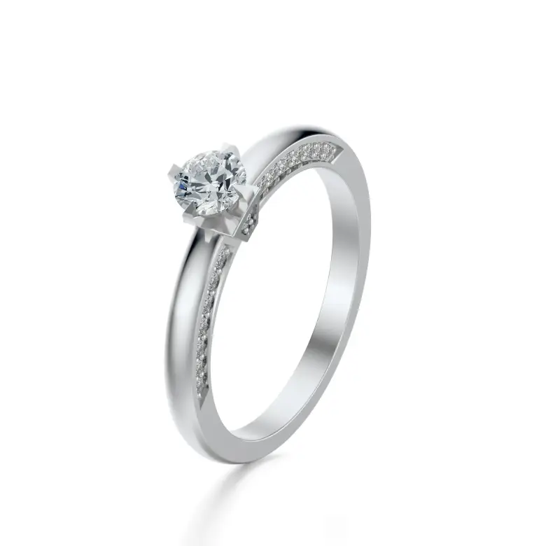 Pierścionek białe złoto z diamentami